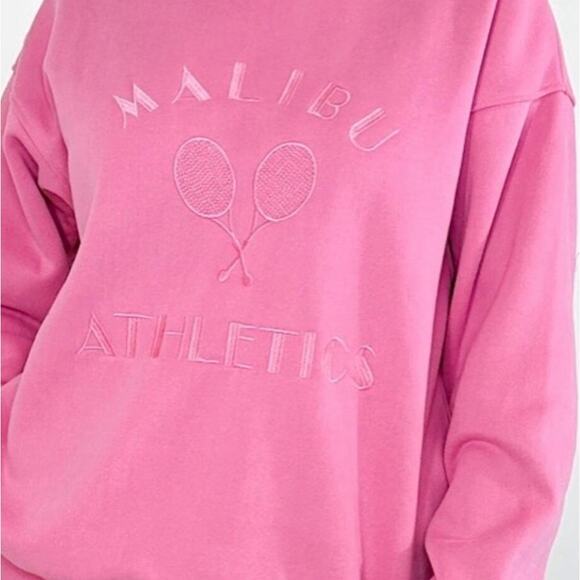 👚 Pink Sweatshirt and Sweatshorts Set Malibu Athletics Comfy Large - Picture 2 of 7